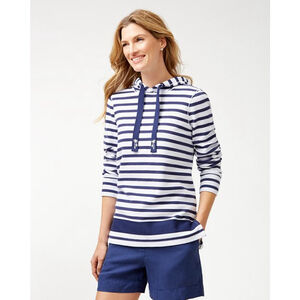 Tommy Bahama Womens Aruba Port Stripe Hoodie XL Nautical